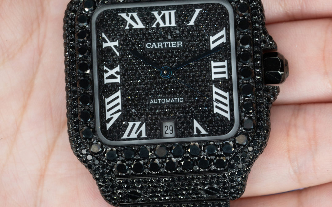 Black Diamond Cartier Santos Watch | vlr.eng.br