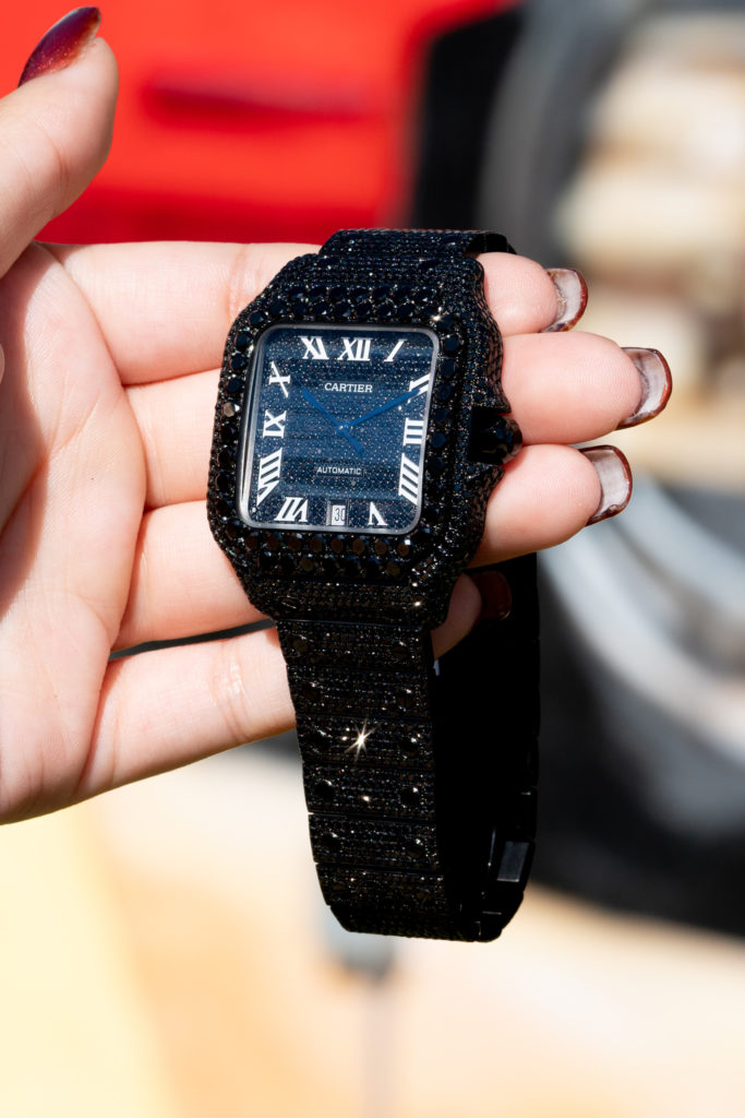 The new all-black shiny Cartier Santos watches
