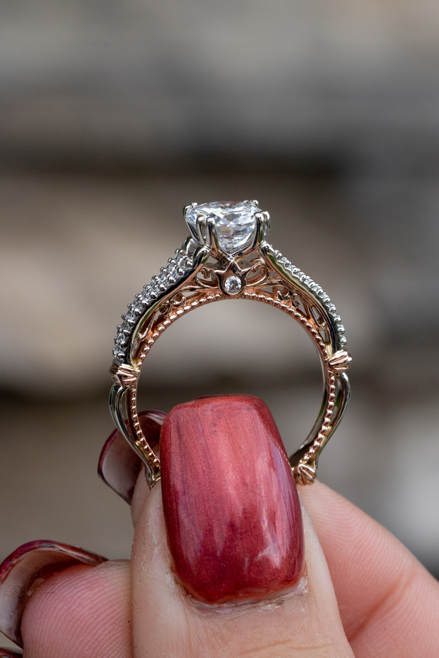 Fana Two-Toned Split Shank Diamond Engagement Ring | Harris Jeweler | Troy,  OH