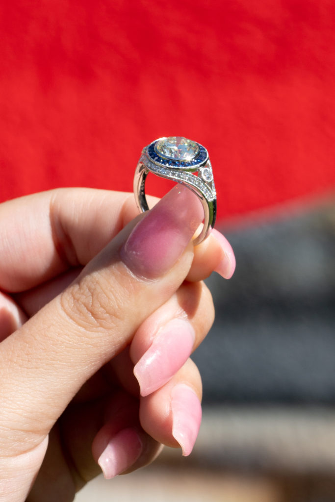 plat. 2.50ct diamond sapphire Halo engagement ring 