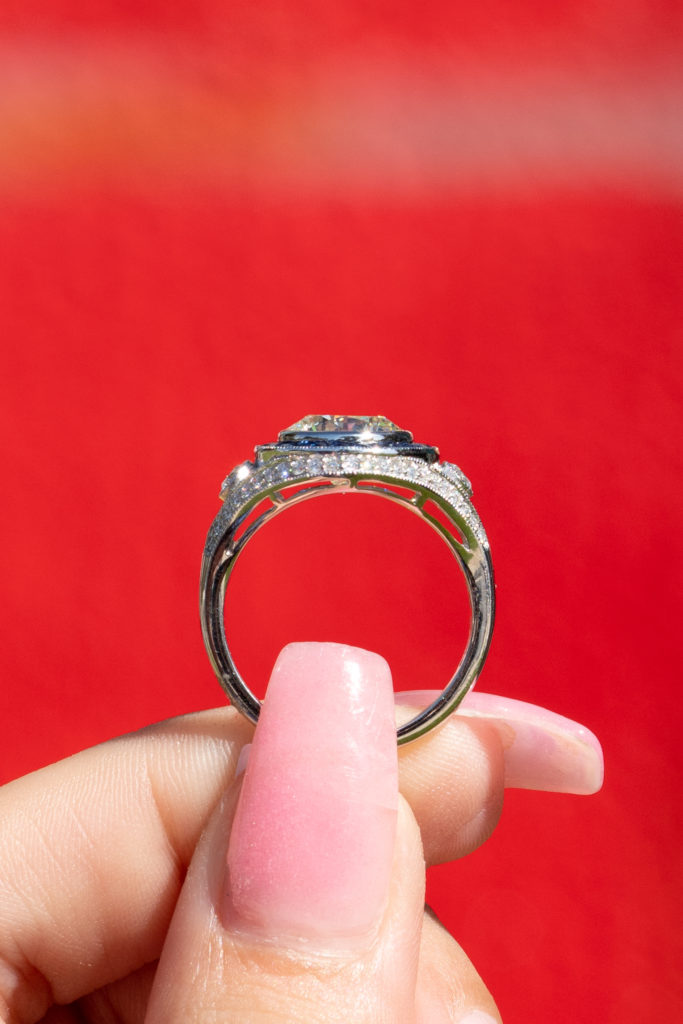 plat. 2.50ct diamond sapphire Halo engagement ring