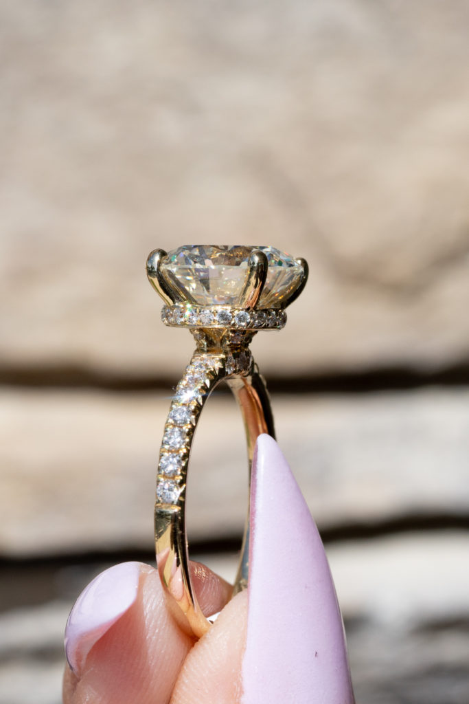 Origin of an oval rose gold diamond engagement ring