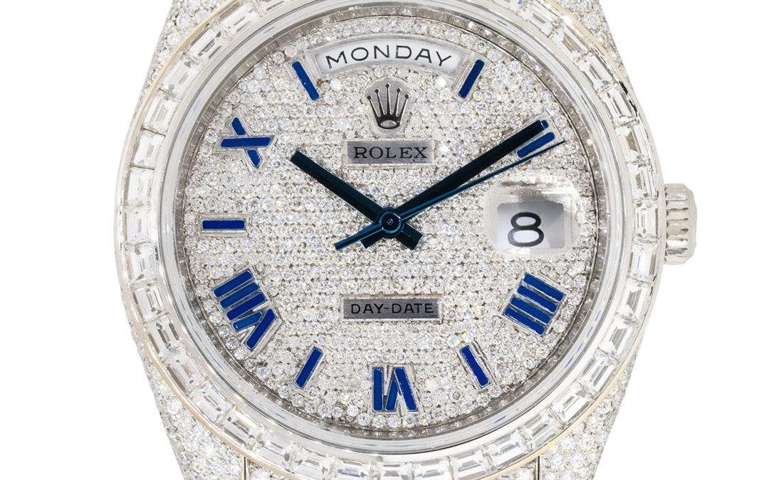Rolex 228206 Day-Date Platinum All Diamond 40mm Presidential Watch