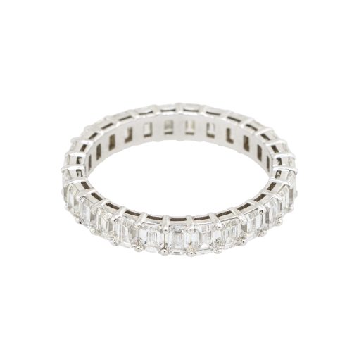 14k white gold 2.60ctw Emerald Cut Diamond Eternity Wedding Band