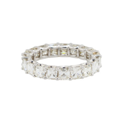 18k White Gold 4.71ctw Asscher Cut Diamond Eternity Wedding Ring