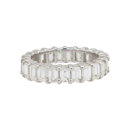 18k White Gold 5.10ctw Emerald Cut Diamond Eternity Wedding Band