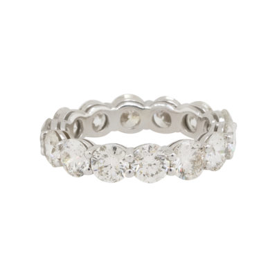 18k White Gold 4.50ctw Emerald Cut Diamond Eternity Wedding Band