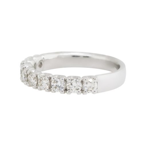 14k White Gold 0.95ctw Round Diamond Halfway Wedding Band