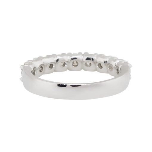 14k White Gold 0.95ctw Round Diamond Halfway Wedding Band