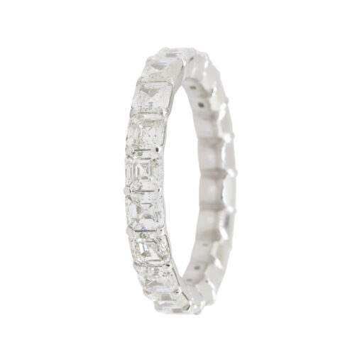 14k White Gold 3.95ctw Asscher Cut Diamond Eternity Band - Image 8