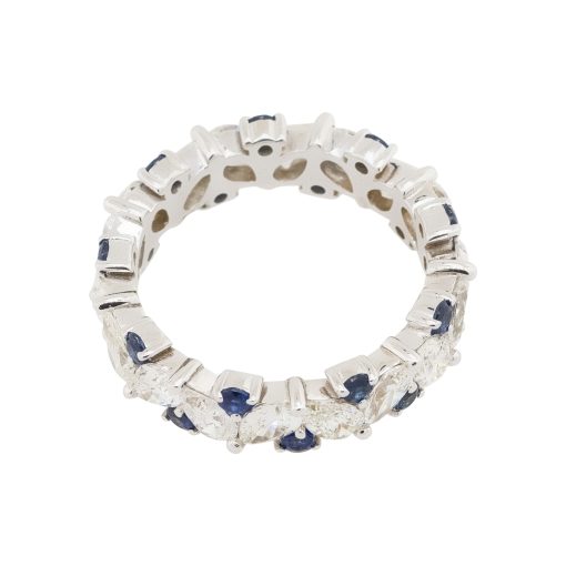 14k White Gold Pear Shape Diamond & Sapphire Eternity Ring