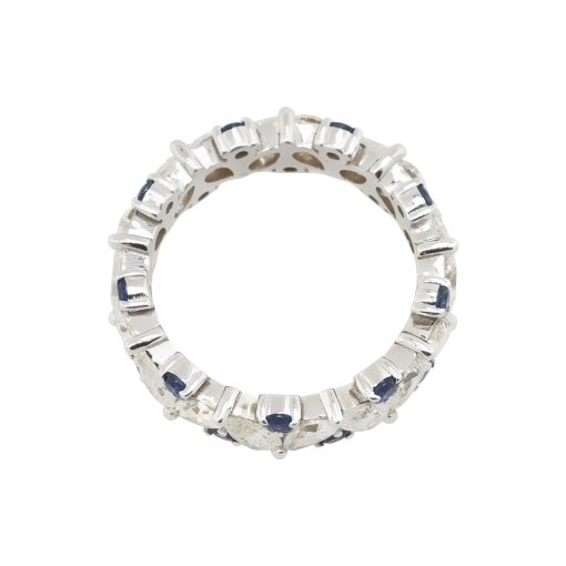 14k White Gold Pear Shape Diamond & Sapphire Eternity Ring