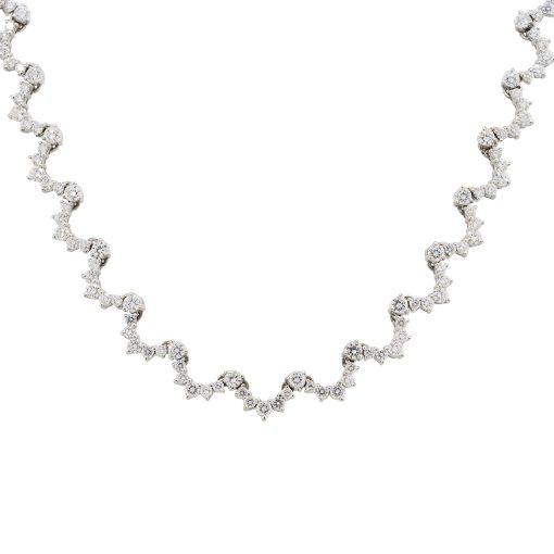 14k White Gold 10.40ctw Diamond Scalloped Necklace