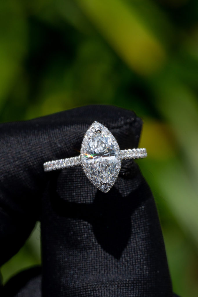 White Gold diamond Halo Oval ring 