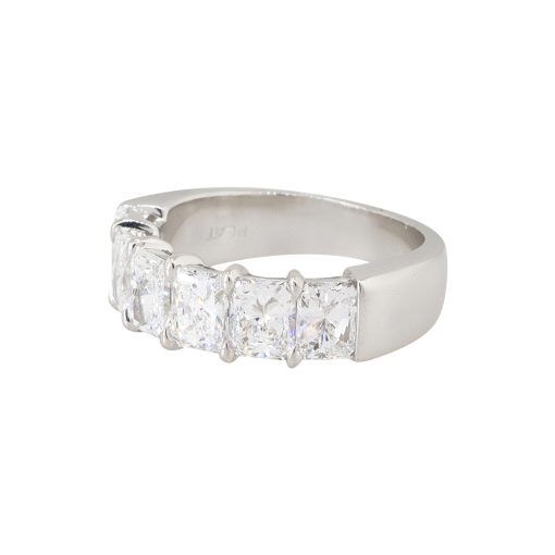 Platinum 3.03ctw Radiant Cut Diamond 6 Stone Wedding Band