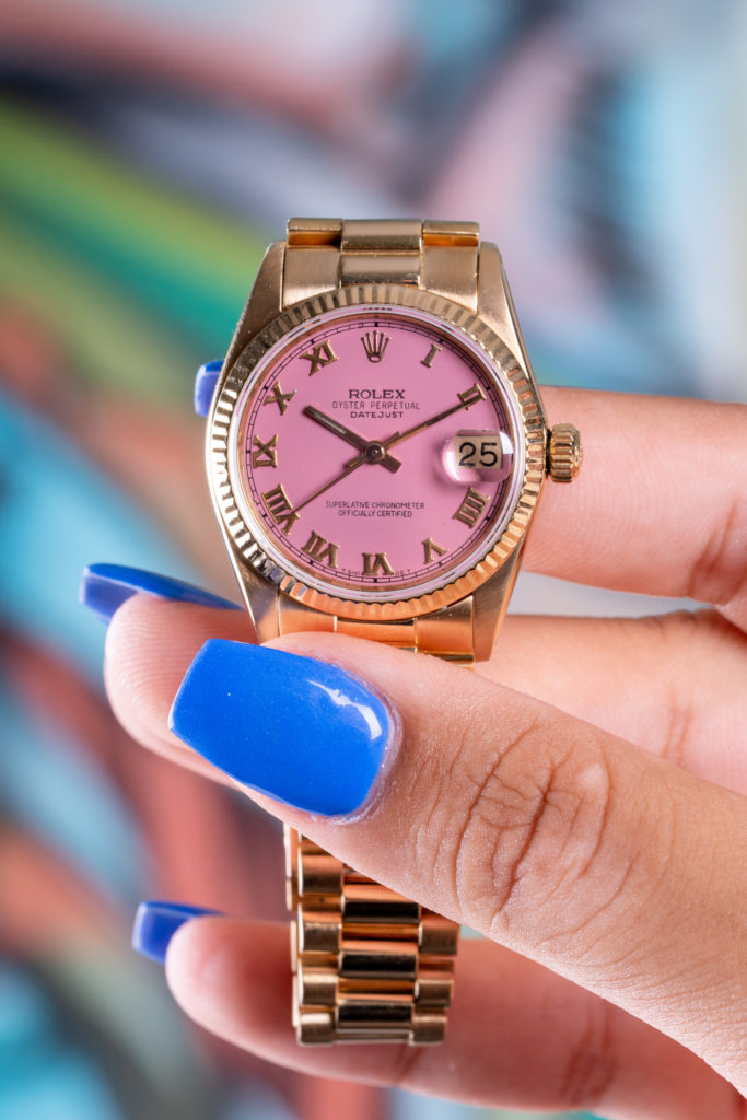 the pink dial Rolex Datejust watch 