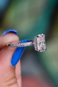 a cushion-cut engagement ring