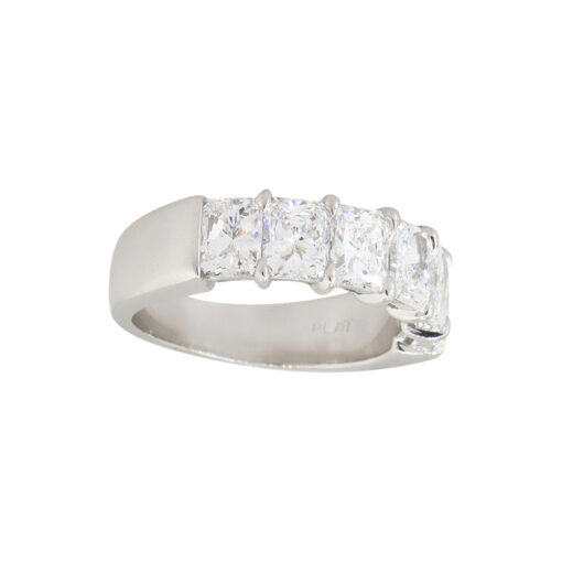 Platinum 3.03ctw Radiant Cut Diamond 6 Stone Wedding Band - Image 6