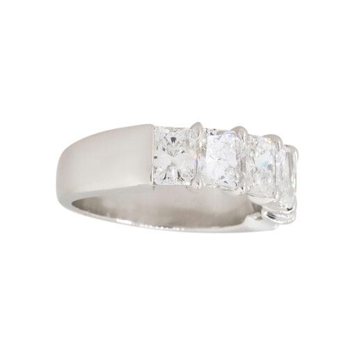 Platinum 3.03ctw Radiant Cut Diamond 6 Stone Wedding Band - Image 7