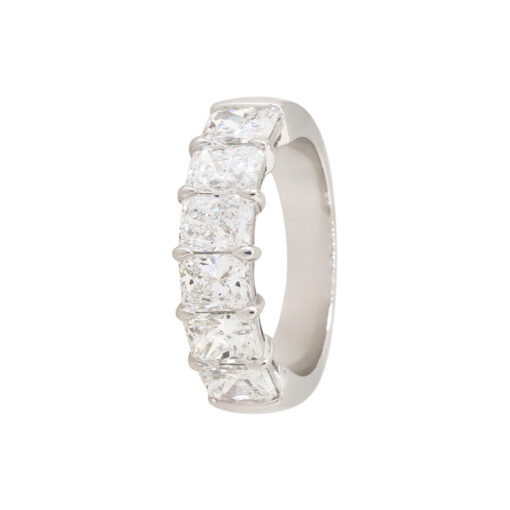 Platinum 3.03ctw Radiant Cut Diamond 6 Stone Wedding Band - Image 9