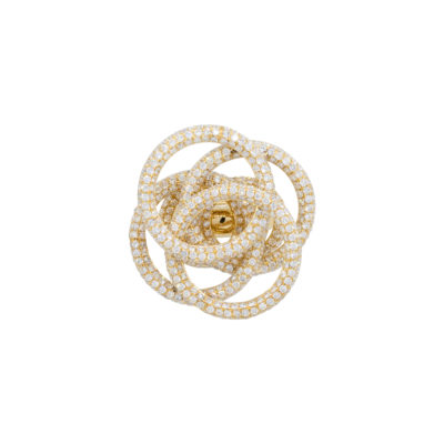 18k Yellow Gold 7.19ctw Pave Multi Stacked Halo Ring