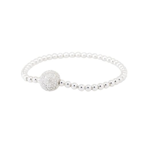 18k White Gold 0.83ctw Diamond Ball Flexible Bangle