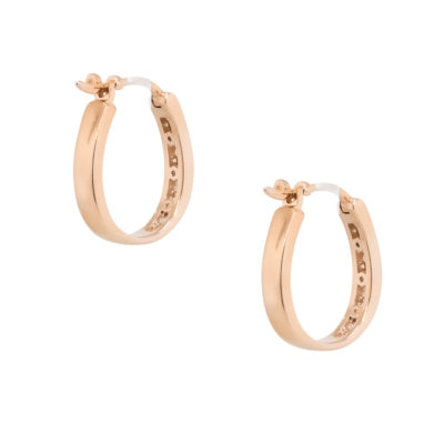 14k Rose Gold 0.50ctw Diamond Small Channel Set Hoop Earrings