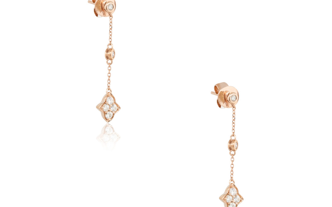 14k Rose Gold Diamond Dangle Earrings