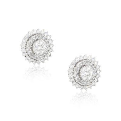 14k White Gold Diamond Double Halo Stud Earrings