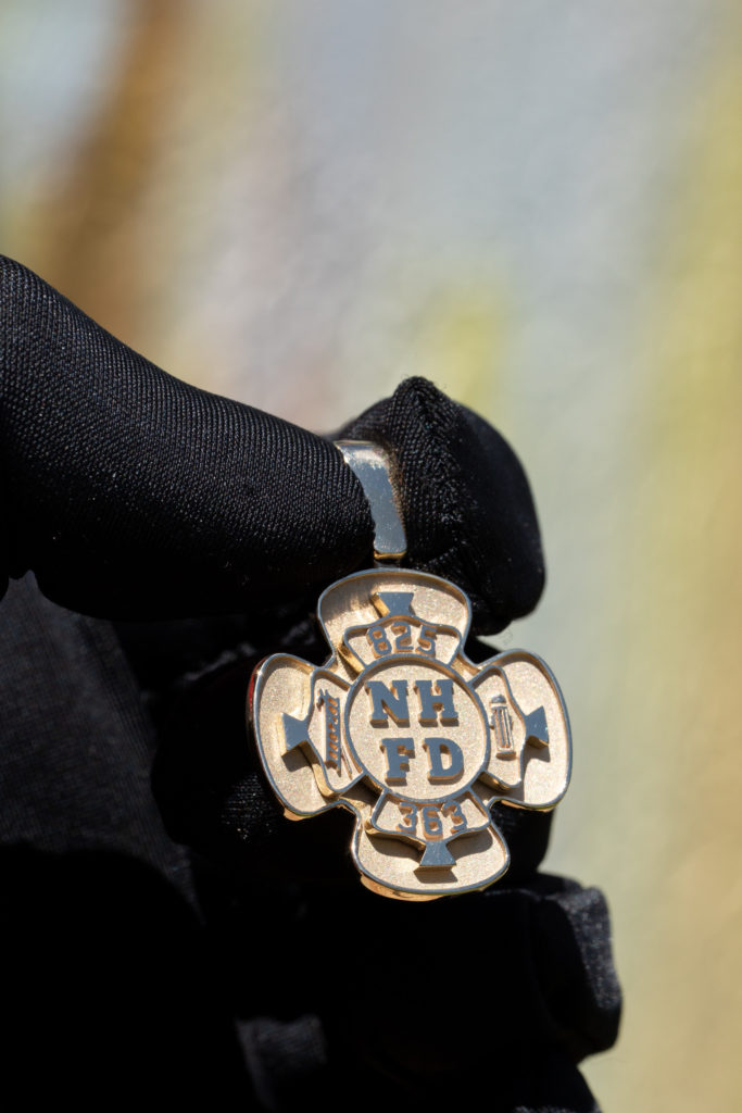 custom handcrafted firefighter pendant necklace. 