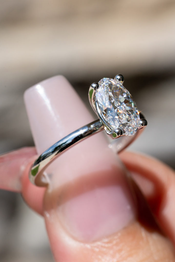 Oval Engagement Rings with a Prong Setting Diamonds By