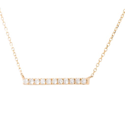 14k Yellow Gold 0.25ctw Diamond Bar Pendant Ladies Necklace