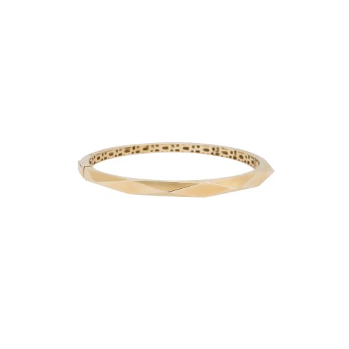 10k Yellow Gold Faceted Plain Bangle Ladies Bracelet