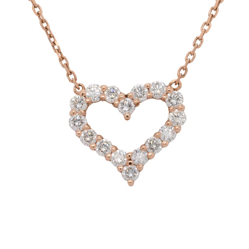 14k Rose Gold Diamond Small Heart Pendant Necklace