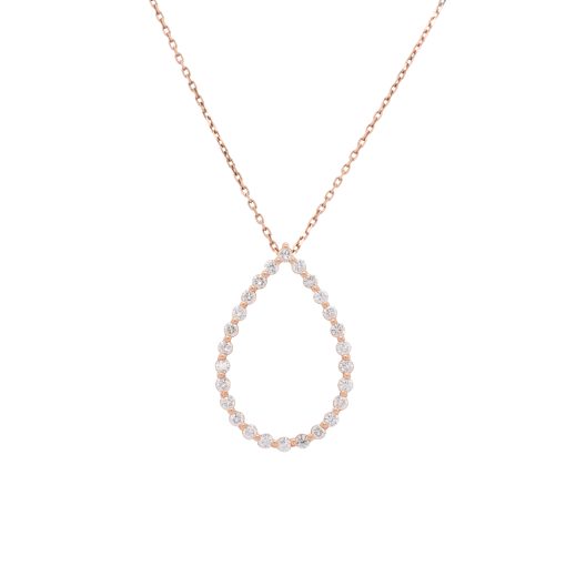 14k Rose Gold Diamond Pear Shaped Pendant Necklace