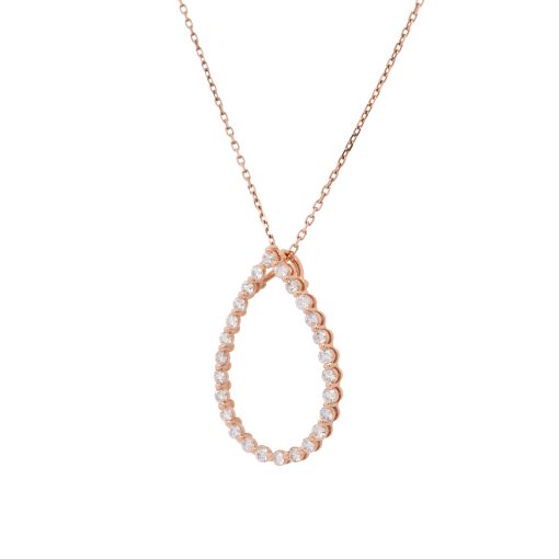 14k Rose Gold Diamond Pear Shaped Pendant Necklace