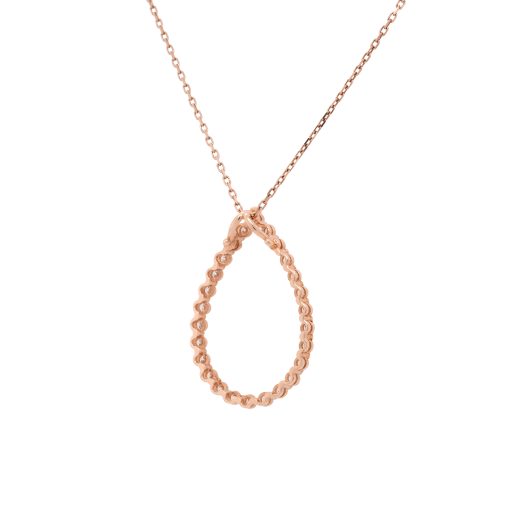 14k Rose Gold Diamond Pear Shaped Pendant Necklace