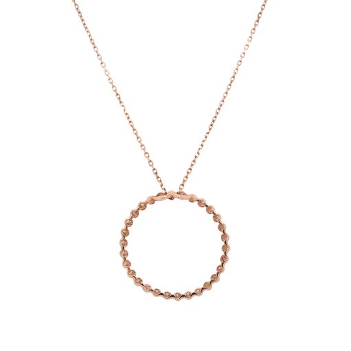 14k Rose Gold 1.50ctw Diamond Pave Large Ring Pendant Necklace