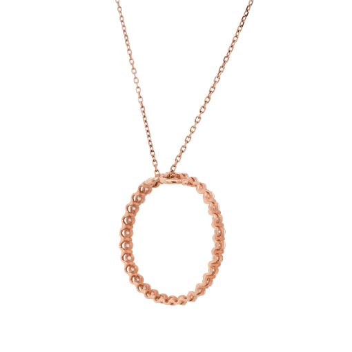 14k Rose Gold 1.50ctw Diamond Pave Large Ring Pendant Necklace