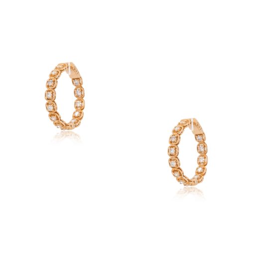 14k Yellow Gold 1.93ctw Round Diamond Inside Out Hoops