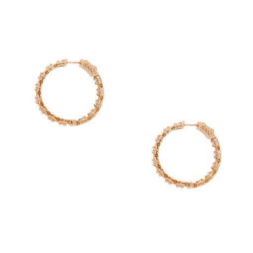 14k Yellow Gold 1.93ctw Round Diamond Inside Out Hoops