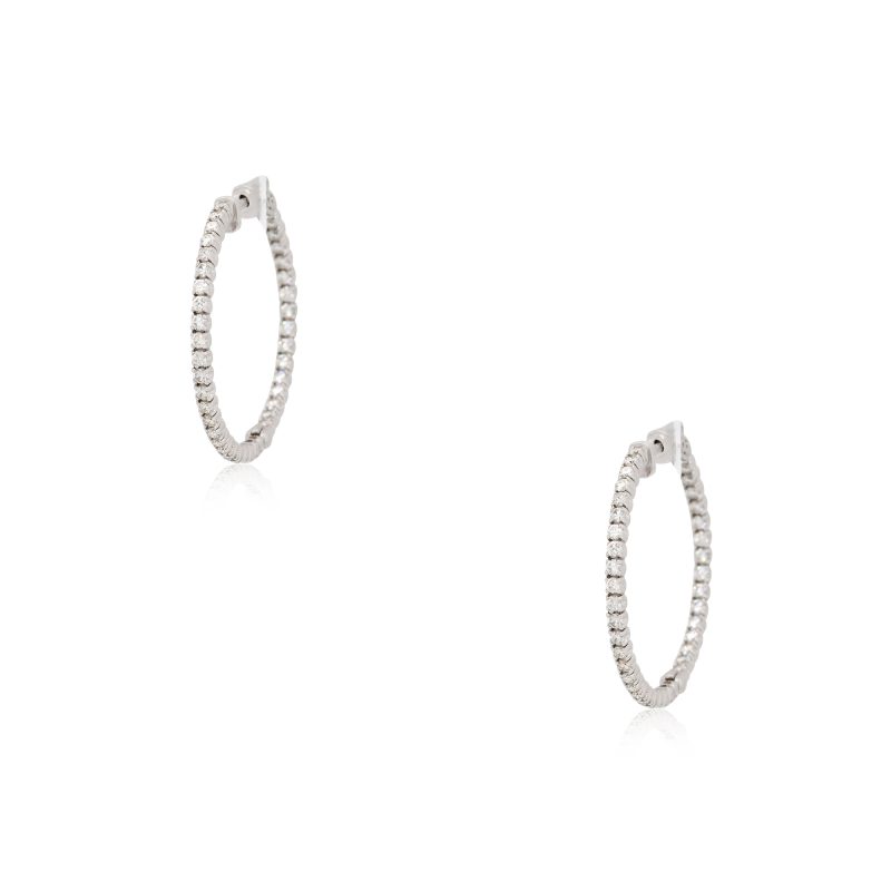 14k White Gold 2ctw Round Diamond Inside Out Earrings