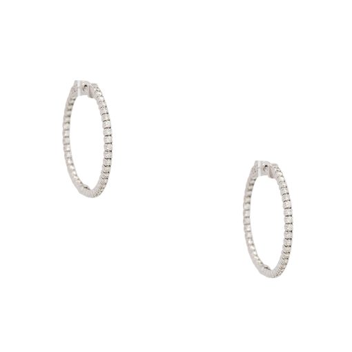 14k White Gold 2ctw Round Diamond Inside Out Earrings