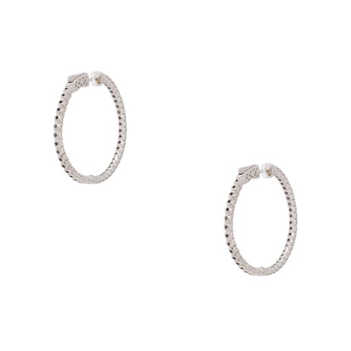 14k White Gold 2ctw Round Diamond Inside Out Earrings