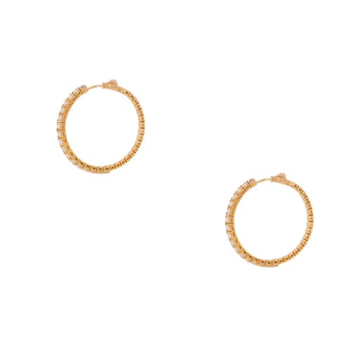 14k Yellow Gold Hoop Earrings 3.38ctw Outside Diamonds