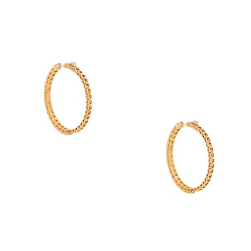 14k Yellow Gold Hoop Earrings 3.38ctw Outside Diamonds