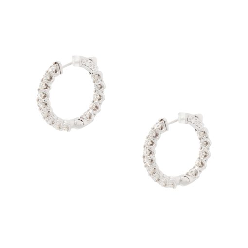 14k White Gold Medium Inside Out Hoop Earrings