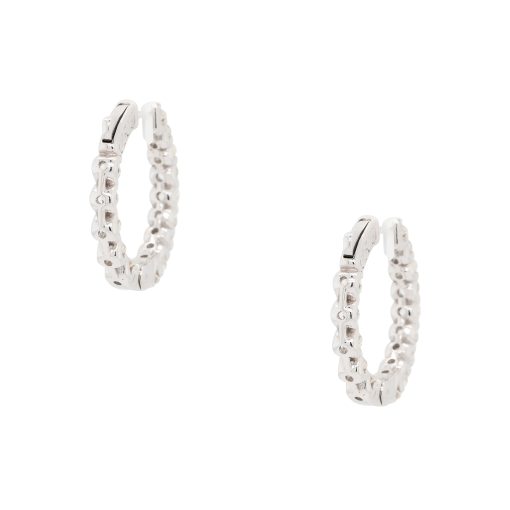 14k White Gold Medium Inside Out Hoop Earrings