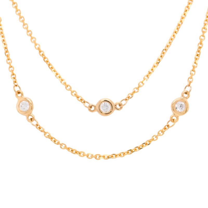 14k Yellow Gold 0.75ctw Bezel Set Diamond By The Yard 36 In Necklace