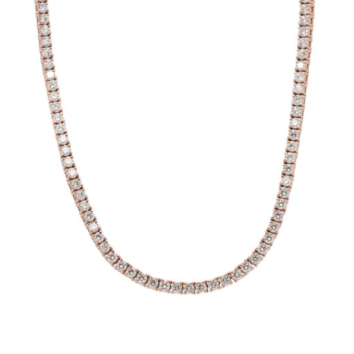 14k Rose Gold Prong Set Diamond Tennis Necklace